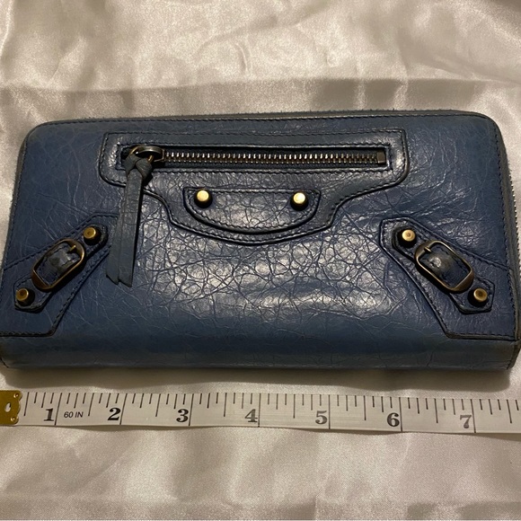 Balenciaga blue zip-around wallet. - Picture 3 of 10